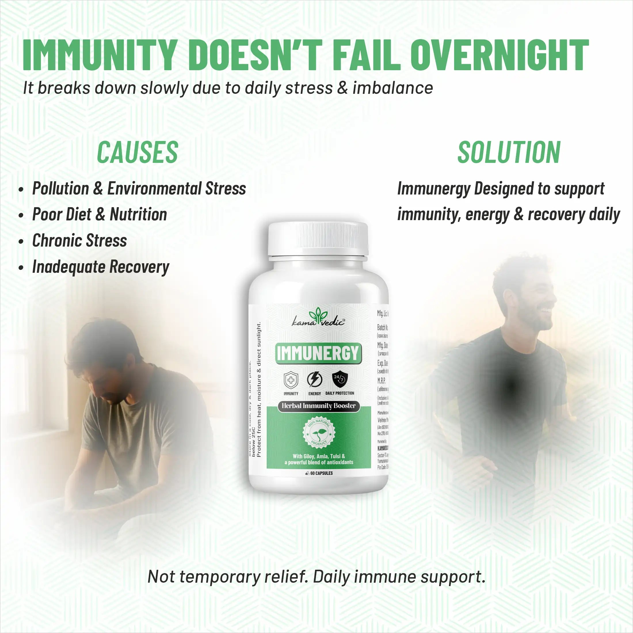 kamavedic immunergy daily energy wellness supplement for men and women active lifestyle support