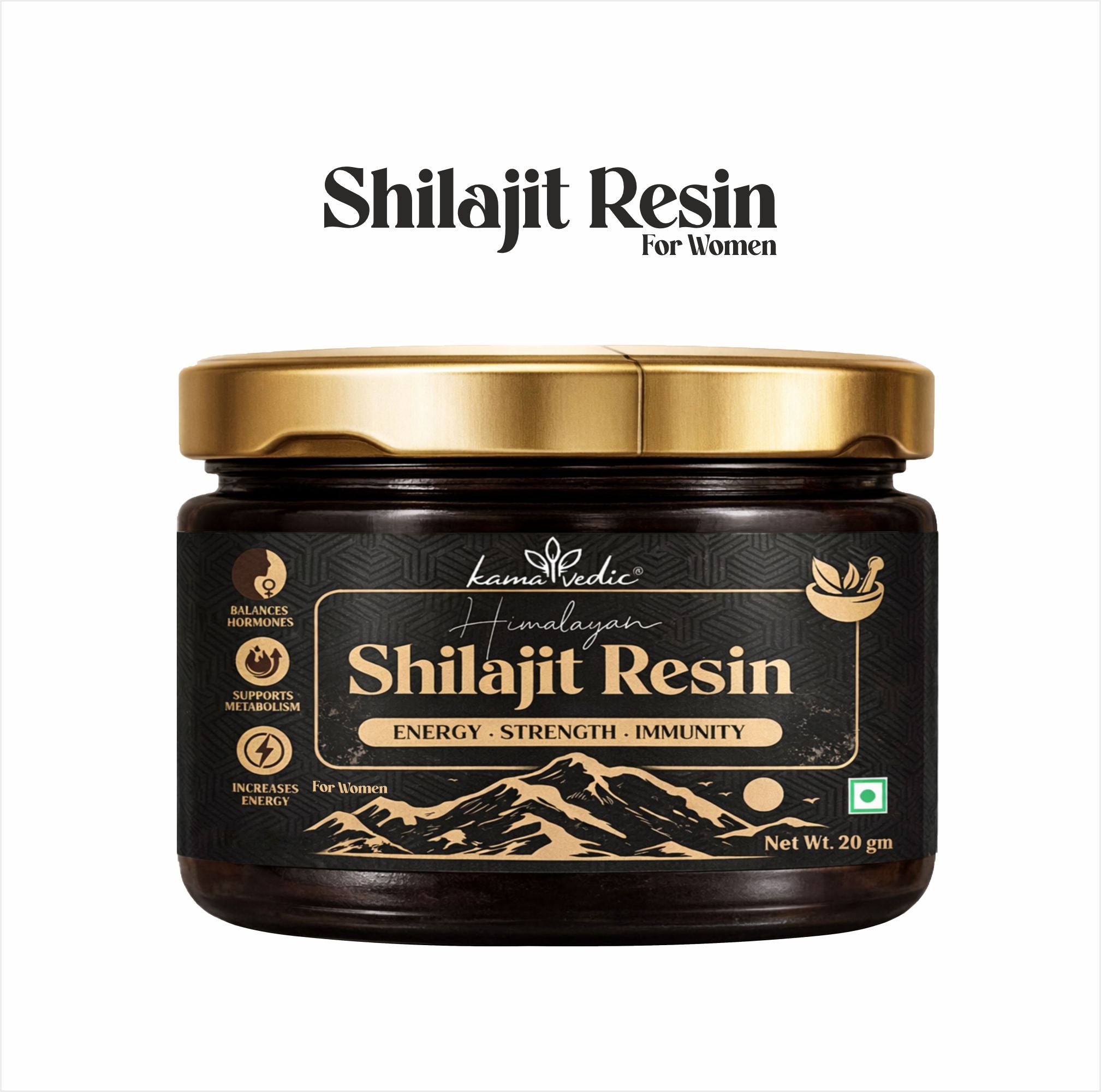 Kamavedic Pure Himalayan Shilajit Resin for Women — Energy & Hormonal Balance